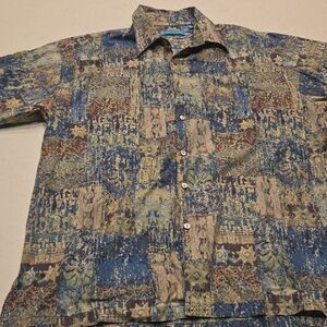 Tori Richard Blue and Brown Casual Button Down Shirt